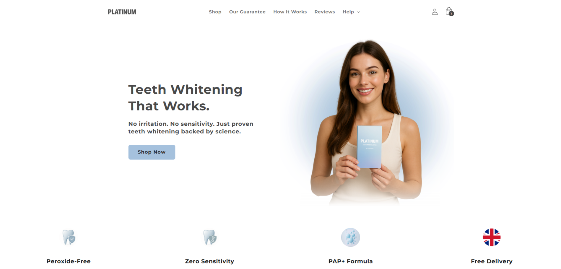 Platinum Teeth Whitening - E-commerce Website by Elevation Media