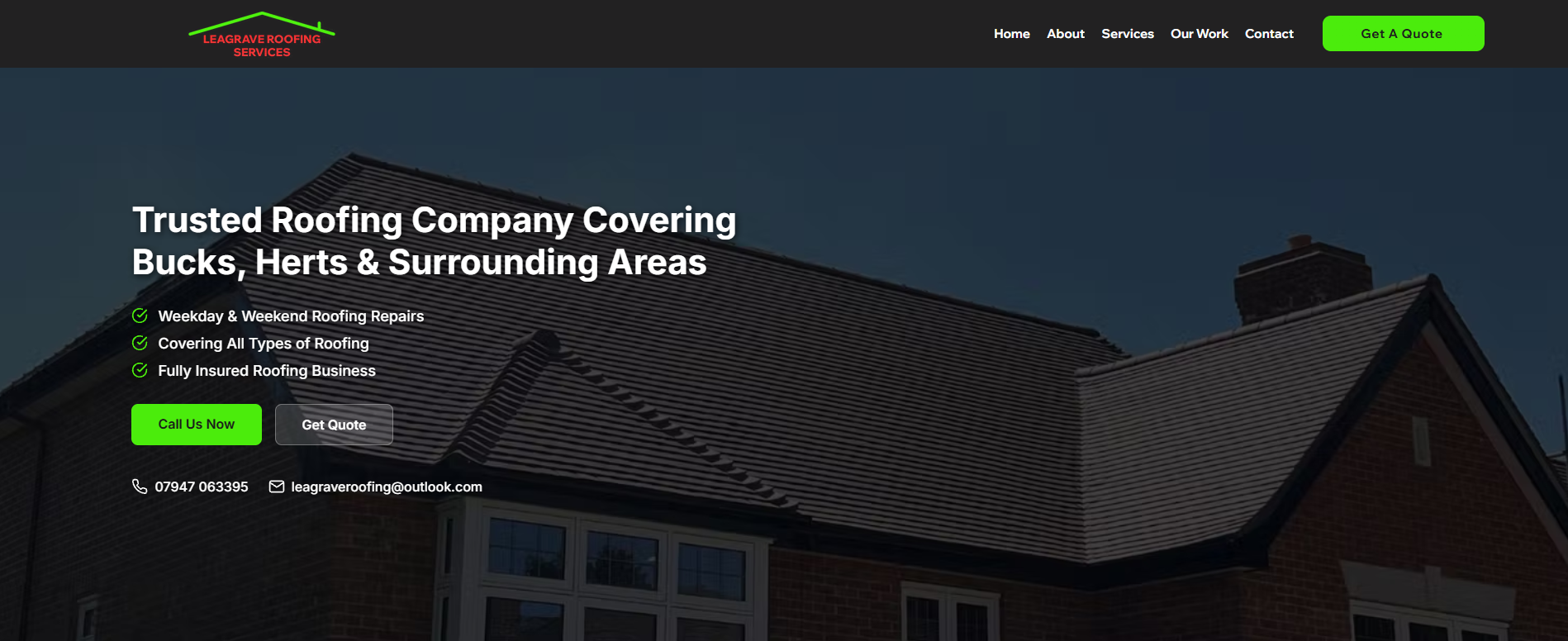 Leagrave Roofing - Construction Website by Elevation Media